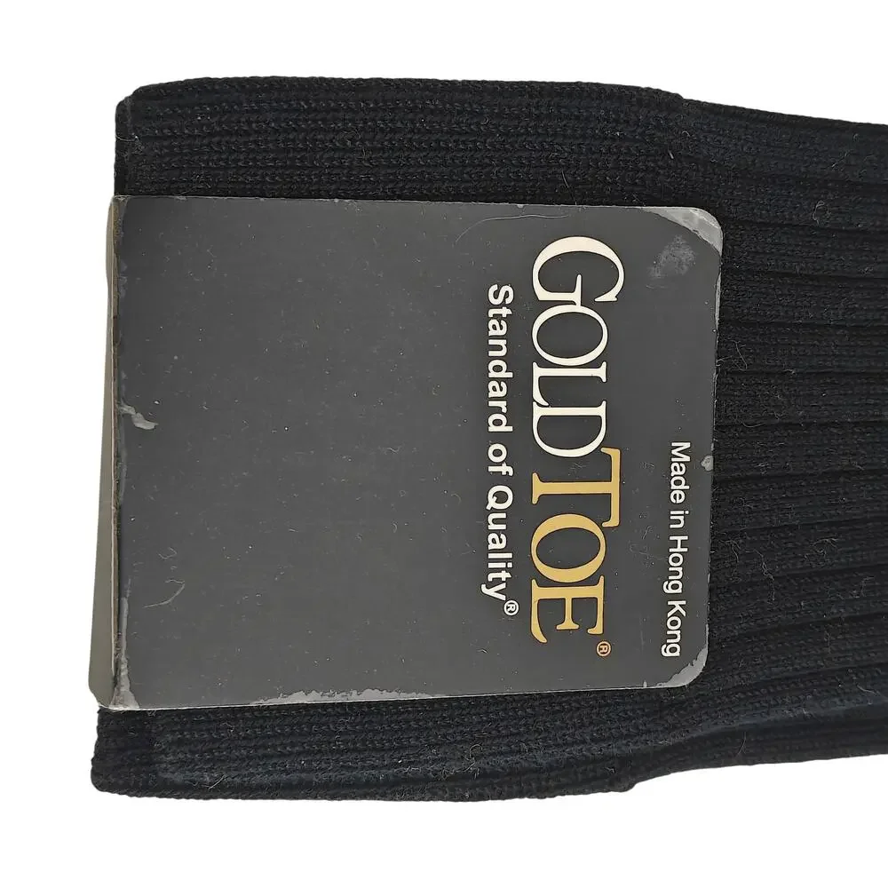 Vintage GOLD TOE Men's Over the Calf Dress Socks Size 10-13 Black